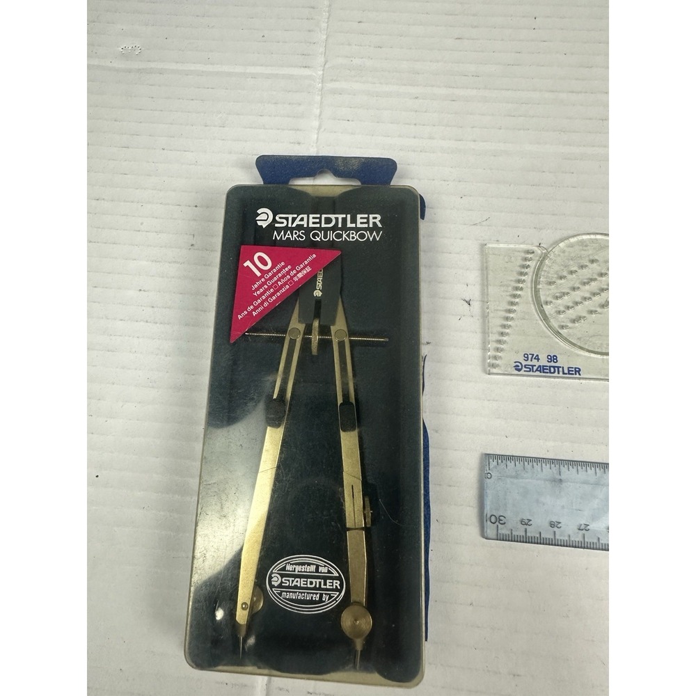 VTG  Staedtler Mars Quickbow Drafting Instrument And Ruler,triangle,letter Guide